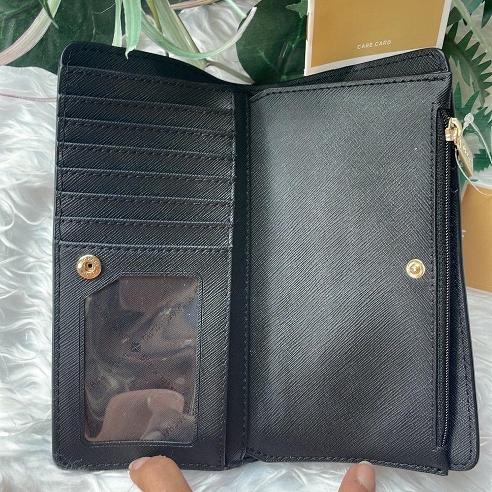Brand New Michael Kors Genuine Leather Black Large Top Zip Continental Wallet - Picture 7 of 14